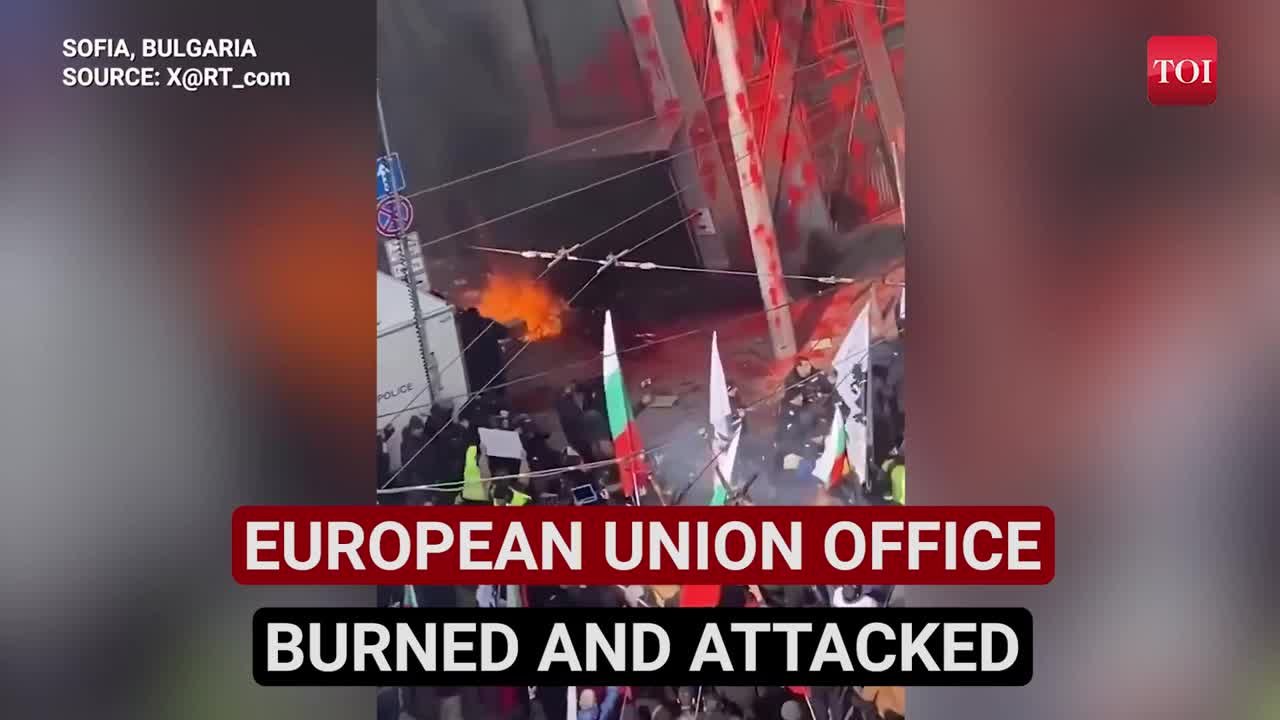 EU Offices Ransacked, Burned Amid Riots In European Capital; Soviet Flags Waved In Bulgaria