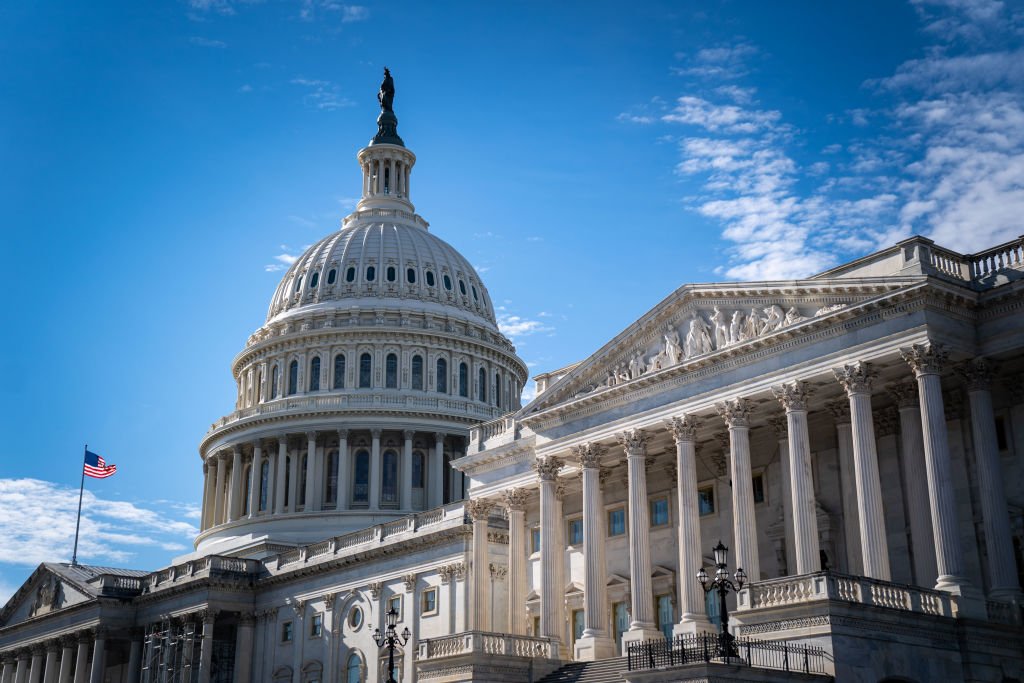 WASHINGTON, DC - NOVEMBER 16: The Senate and the Dome of the U.S. Capitol Building is seen on Wednesday, Nov. 16, 2022 in Washington, DC.  (Kent Nishimura / Los Angeles Times via Getty Images)