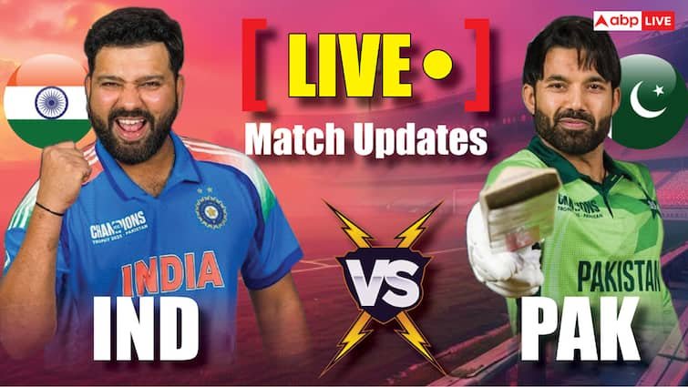 IND vs PAK Score Live Updates Champions Trophy India vs Pakistan Match Full Scorecard Latest Commentary Rohit Sharma Babar Azam Virat Kohli