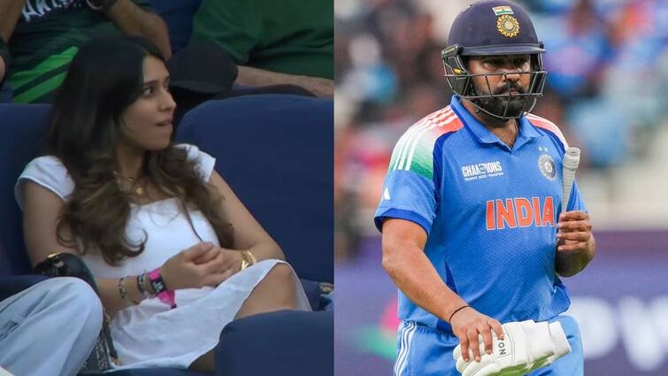 ind vs pak ritika sajdeh reaction viral when rohit sharma got out against pakistan Watch: शाहीन अफरीदी ने रोहित शर्मा को किया बोल्ड तो लटक गया वाइफ रितिका का मुंह, देखने वाला है रिएक्शन