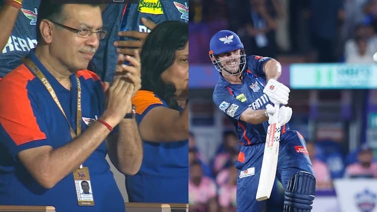 sanjeev goenka reaction mitchell marsh raining sixes during dc vs lsg match ipl 2025 चेहरे पर मुस्कान और खड़े होकर बजाई ताली, देखें मिचेल मार्श के छक्कों पर कैसा रहा LSG मालिक का रिएक्शन