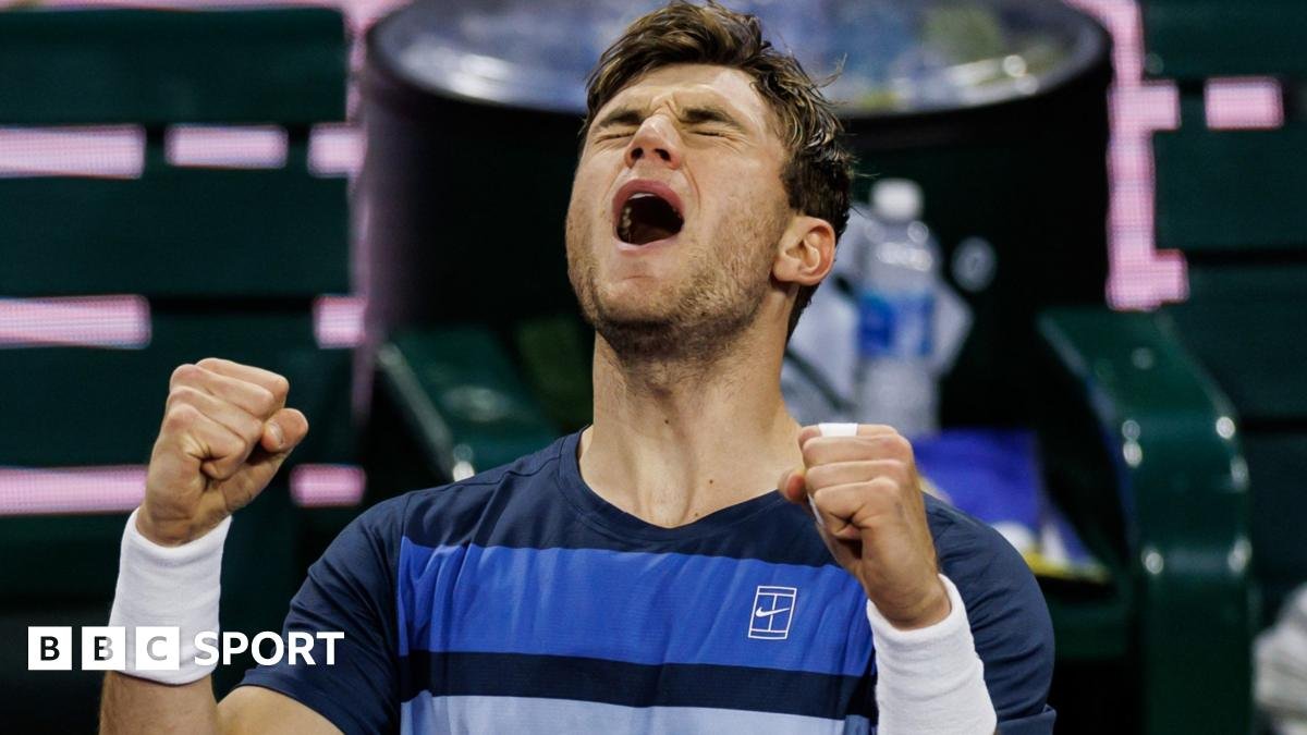 Jack Draper celebrates his victory over Ben Shelton in the Indian Wells quarter-finals