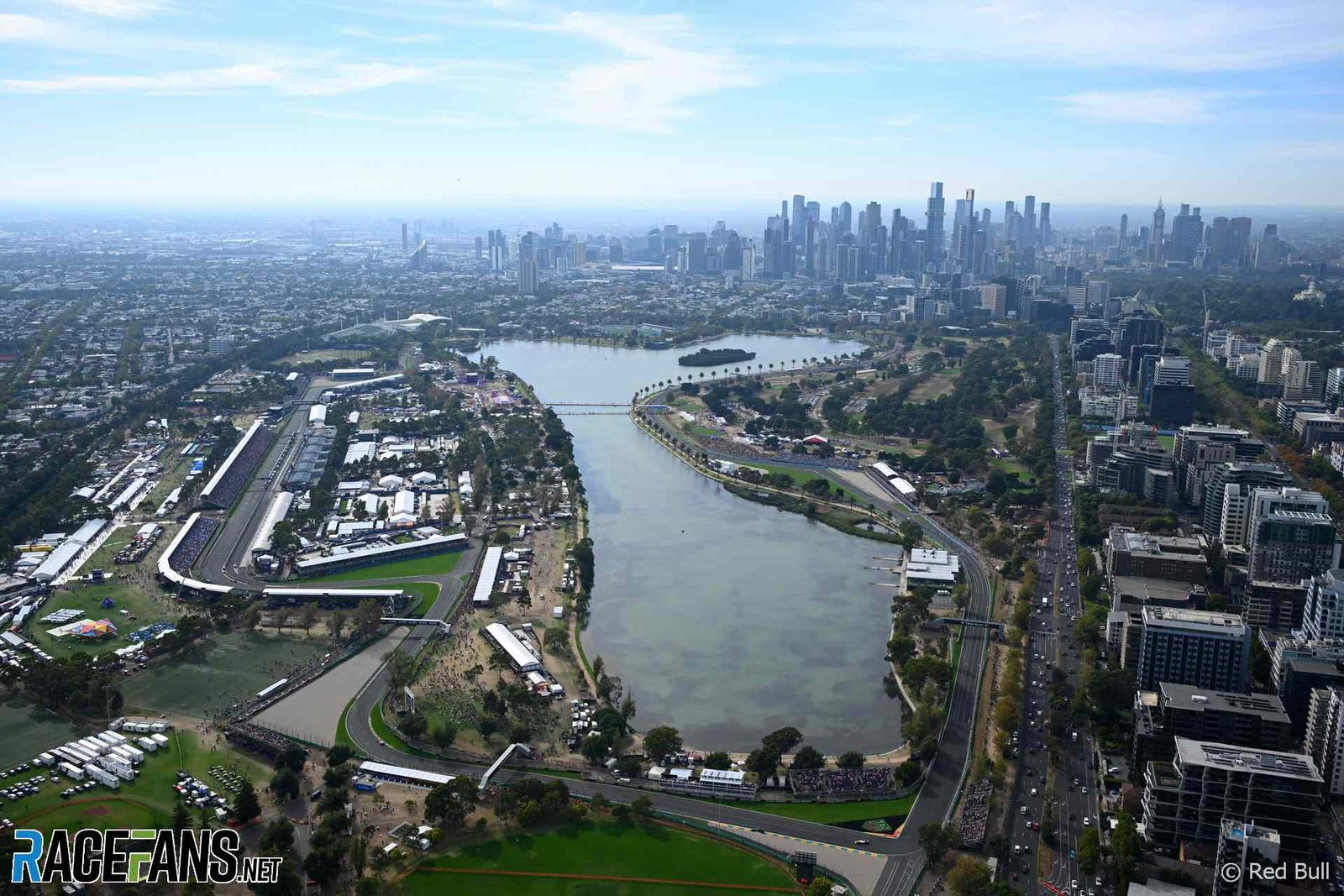 Aerial view, Albert Park, Melboure, 2025