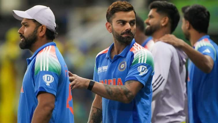 IND vs AUS Semi-Final Virat kohli said to Rohit Sharma just before team india win six dubai champions trophy 2025 IND vs AUS Semi-Final: जैसा कोहली ने कहा वैसा ही हुआ, भारत की जीत से कुछ सेकेंड पहले रोहित से कही थी ये बात, देखें ड्रेसिंग रूम का वीडियो