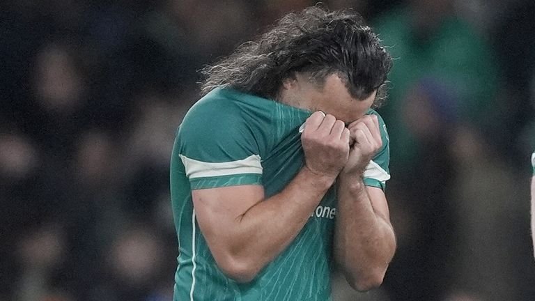 A dejected James Lowe after Ireland's loss to New Zealand