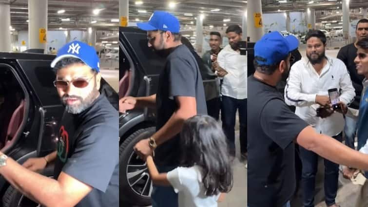 rohit sharma angry reaction mumbai airport after returning maldives vacation video viral Watch: छुट्टियां मनाकर लौटे रोहित शर्मा, एयरपोर्ट पर अचानक मूड हुआ खराब; आगबबूला होने का वीडियो वायरल